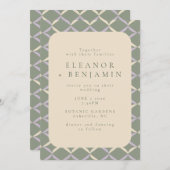 Modern Sage Green Lila Rustic Geometric Wedding Kaart (Voorkant / Achterkant)