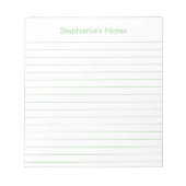 Modern Sage Green Lined Personalized Notitieblok (Voorkant)