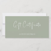Modern Sage Green met QR Code Gift Certificaat (Voorkant)
