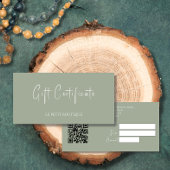 Modern Sage Green met QR Code Gift Certificaat