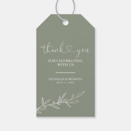 Modern Sage Green Minimal Boho Wedding Bedankt Cadeaulabel