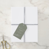 Modern Sage Green Minimal Boho Wedding Bedankt Cadeaulabel (Met Touw)