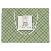 Modern Sage Green Minimal Christmas Gift Bag Scrip Groot Cadeauzakje (Voorkant)