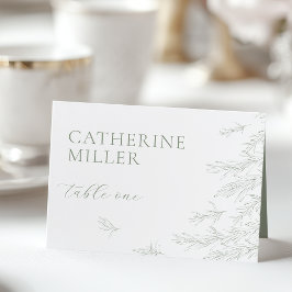 Modern Sage Green Minimal Leaves Place Card Kaart