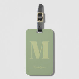 Modern Sage Green Minimal Monogram Initiaal Name Bagagelabel