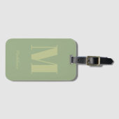 Modern Sage Green Minimal Monogram Initiaal Name Bagagelabel (Voorkant (horizontaal))