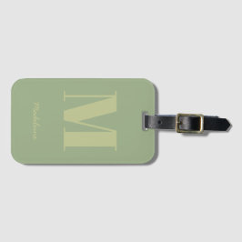 Modern Sage Green Minimal Monogram Initiaal Name Bagagelabel