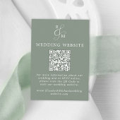Modern Sage Green Minimal QR Code Wedding Website Informatiekaartje