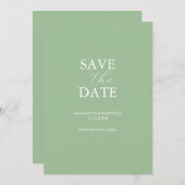Modern Sage Green Minimal Save The Date (Voorkant / Achterkant)