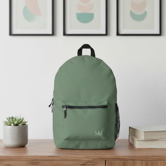 Modern Sage Green Minimalist Backpack - Classy  Bedrukte Rugzak