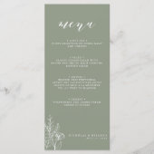 Modern Sage Green Minimalist Boho Wedding Monogram Menu (Voorkant)