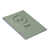 Modern Sage Green Minimalist Logo Professional Notitieboek (Rechterzijde)