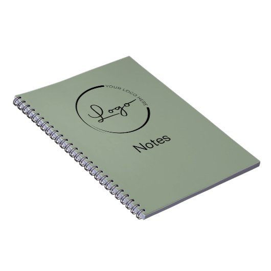 Modern Sage Green Minimalist Logo Professional Notitieboek (Rechterzijde)