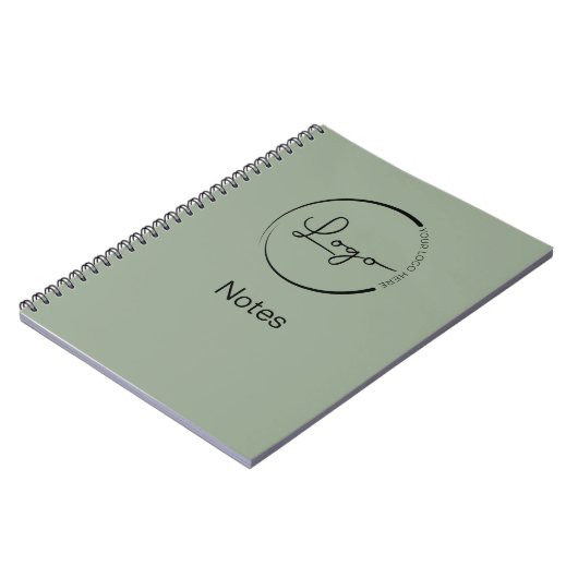 Modern Sage Green Minimalist Logo Professional Notitieboek (Linkerzijde)