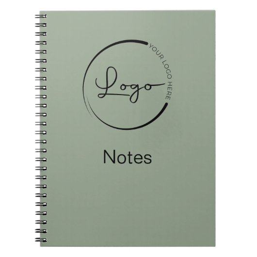 Modern Sage Green Minimalist Logo Professional Notitieboek (Voorkant)