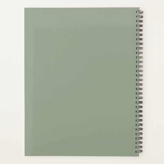 Modern Sage Green Minimalist Logo Professional Planner (Achterkant)
