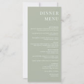 Modern Sage Green Minimalist Photo Dinner Menu (Voorkant)