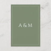 Modern sage green minimalist wedding details informatiekaartje (Achterkant)