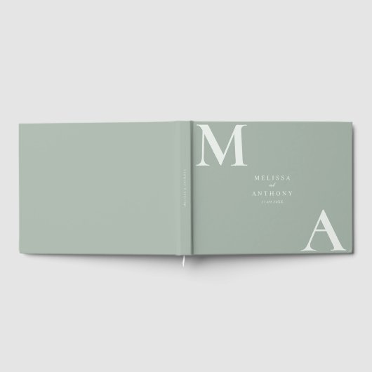 Modern Sage Green Minimalist Wedding Gastenboek (Volledig)