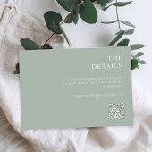 Modern Sage Green Minimalist Wedding Informatiekaartje