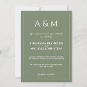 Modern sage green minimalist wedding kaart (Voorkant)