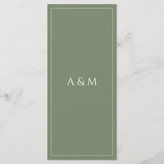 Modern sage green minimalist wedding menu (Achterkant)