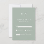 Modern Sage Green Minimalist Wedding  RSVP Kaartje (Voorkant)