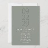 Modern Sage Green Minimalist Wedding Save The Date (Voorkant)
