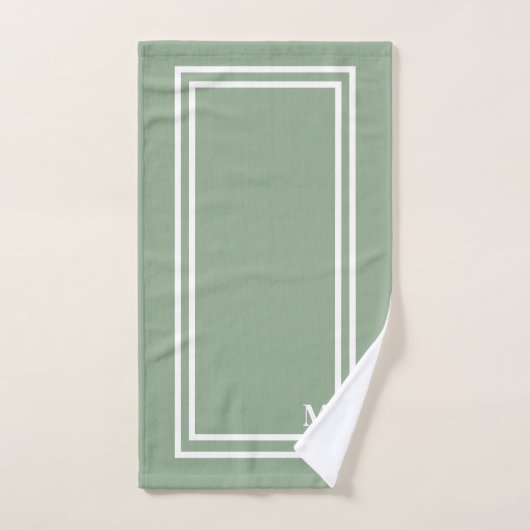 Modern Sage Green Monogram Bad Handdoek (Handdoek)