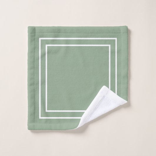 Modern Sage Green Monogram Bad Handdoek (Wasdoekje)
