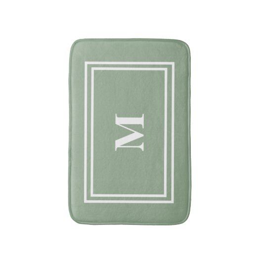 Modern Sage Green Monogram Badmat (Voorkant Verticaal)