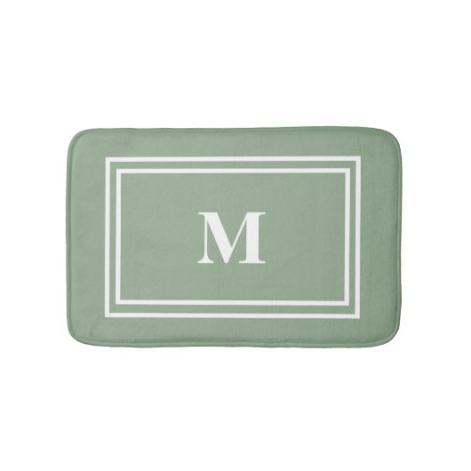 Modern Sage Green Monogram Badmat (Voorkant)