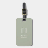 Modern Sage Green Monogram Bagagelabel (Voorkant verticaal)
