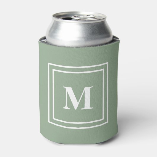 Modern Sage Green Monogram Blikjeskoeler (Blikje Voorkant)