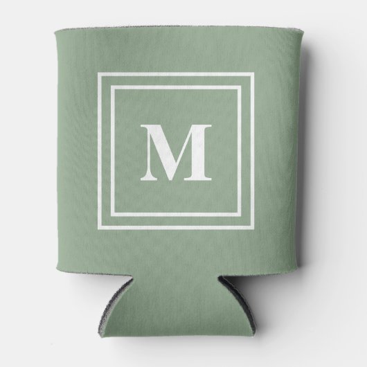 Modern Sage Green Monogram Blikjeskoeler (Voorkant)