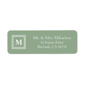 Modern Sage Green Monogram Etiket (Voorkant)