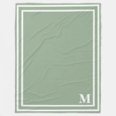 Modern Sage Green Monogram Fleece Deken (Voorkant)