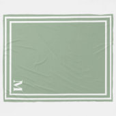 Modern Sage Green Monogram Fleece Deken (Voorkant (Horizontaal))