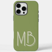 Modern Sage Green Monogram Initialen Hedendaags Case-Mate iPhone Case (Achterkant)