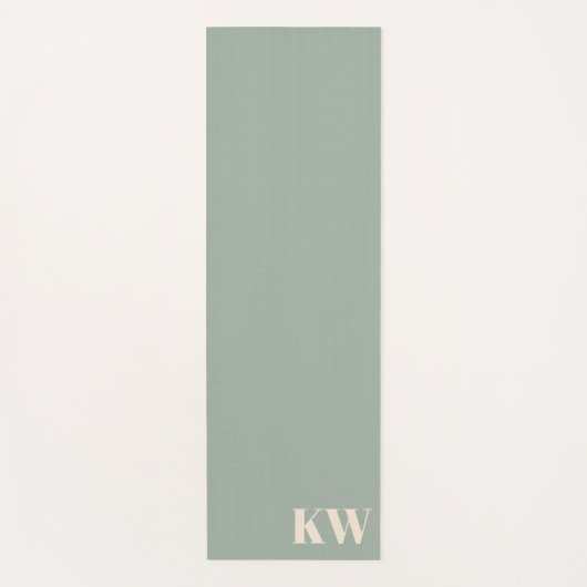Modern Sage Green Monogram Initials Personalized Yogamat (Voorkant)