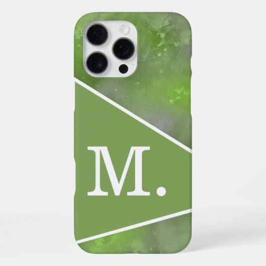 Modern Sage Green Monogram iPhone Hoesje (Achterkant)