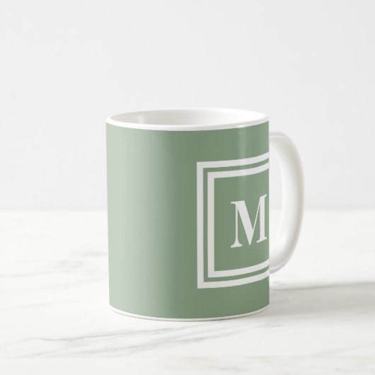 Modern Sage Green Monogram Koffiemok (Voorkant rechts)
