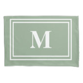 Modern Sage Green Monogram Kussensloop (Voorkant)