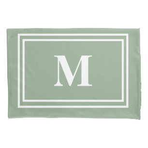 Modern Sage Green Monogram Kussensloop