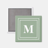 Modern Sage Green Monogram Magneet (Voorkant / Achterkant)