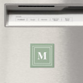 Modern Sage Green Monogram Magneet (Insitu (Vaatwasser))