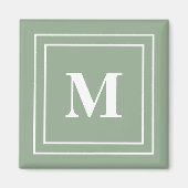 Modern Sage Green Monogram Magneet (Voorkant)