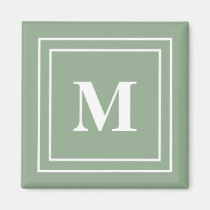 Modern Sage Green Monogram Magneet