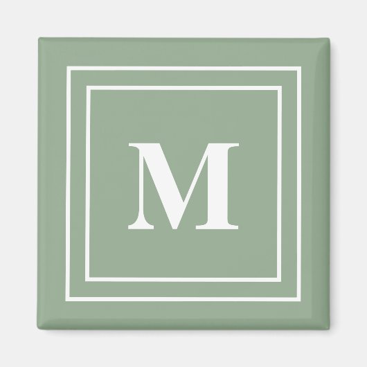 Modern Sage Green Monogram Magneet (Voorkant)