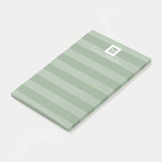 Modern Sage Green Monogram Post-it® Notes (Schuin)